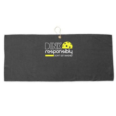 Funny Pickleball Player Dink Responsibly Don't Get Smashed Large Microfiber Waffle Golf Towel