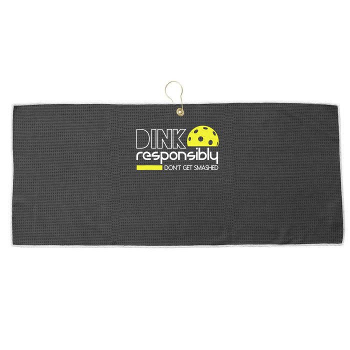 Funny Pickleball Player Dink Responsibly Don't Get Smashed Large Microfiber Waffle Golf Towel