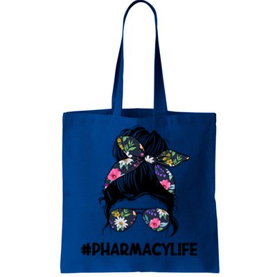 Funny Pharmacist Pharmacy Life Technician Tech Messy Bun Gift Tote Bag