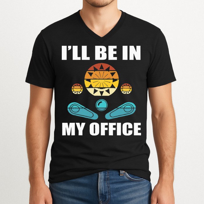 Funny Pinball Player Design Retro Gamer Pinnball V-Neck T-Shirt
