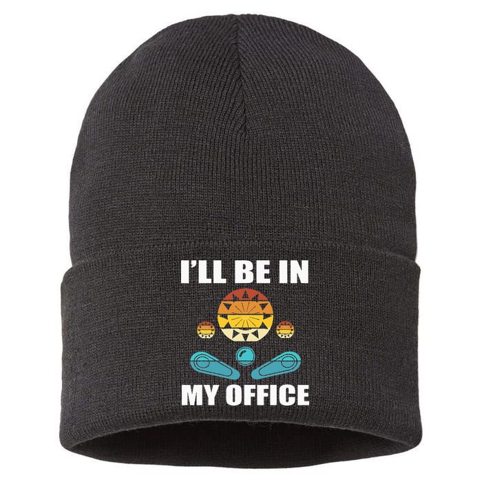 Funny Pinball Player Design Retro Gamer Pinnball Sustainable Knit Beanie