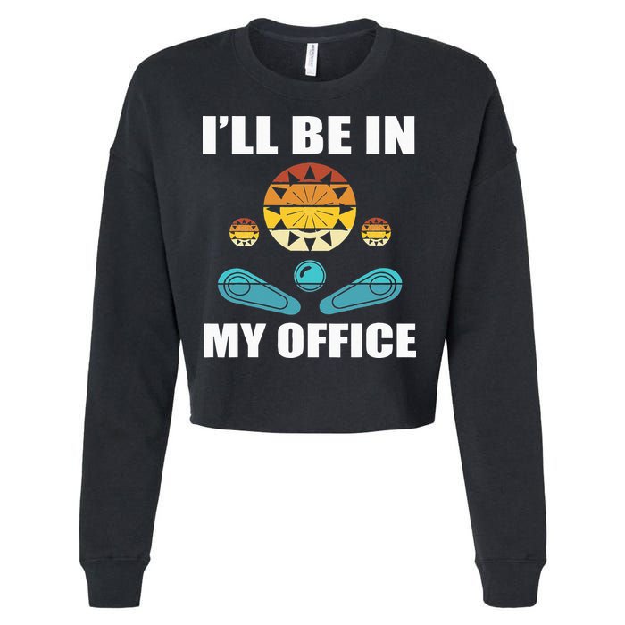 Funny Pinball Player Design Retro Gamer Pinnball Cropped Pullover Crew