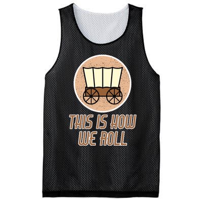 Funny Patriot Pioneer Day Utah How I Roll Wagon Mesh Reversible Basketball Jersey Tank