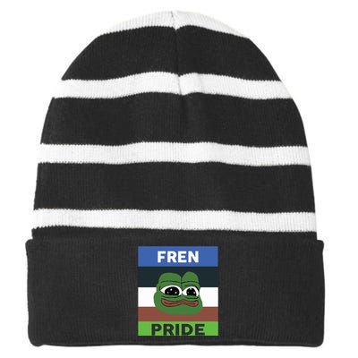 Fren Pride PEPE The Frog Striped Beanie with Solid Band