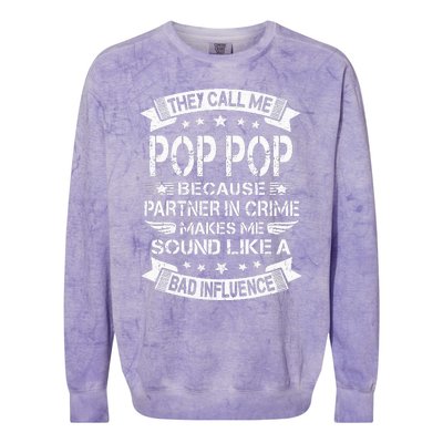 Funny Pop Pop Partner In Crime Dad Fathers Day Colorblast Crewneck Sweatshirt