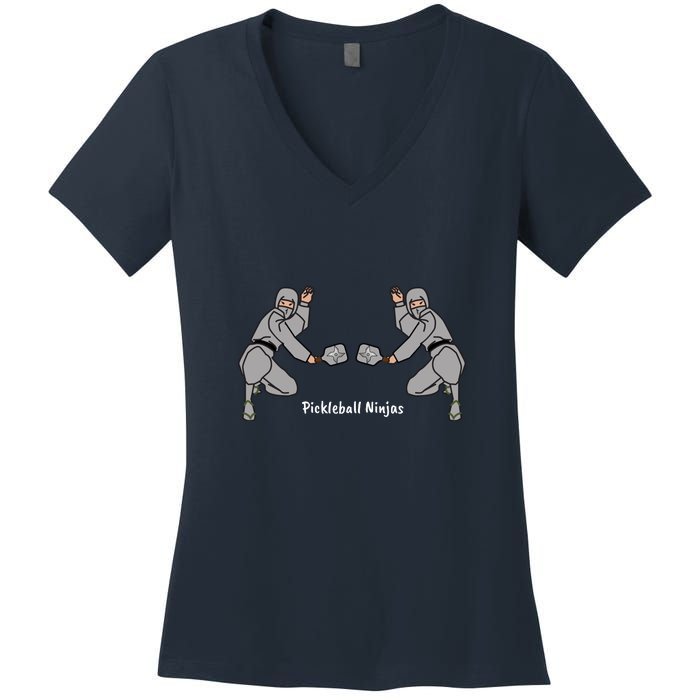 Fun Pickleball, Pickleball Ninja Men Doubles, Pickleball For Life Women's V-Neck T-Shirt