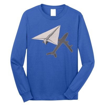 Funny Pilot Paper Airplane Funny Gift For Cofunny Giftpilots Boys Party Gift Long Sleeve Shirt