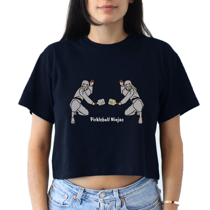 Fun Pickleball, Pickleball Ninja Mixed Doubles, Pickleball For Life Women's Crop Top Tee