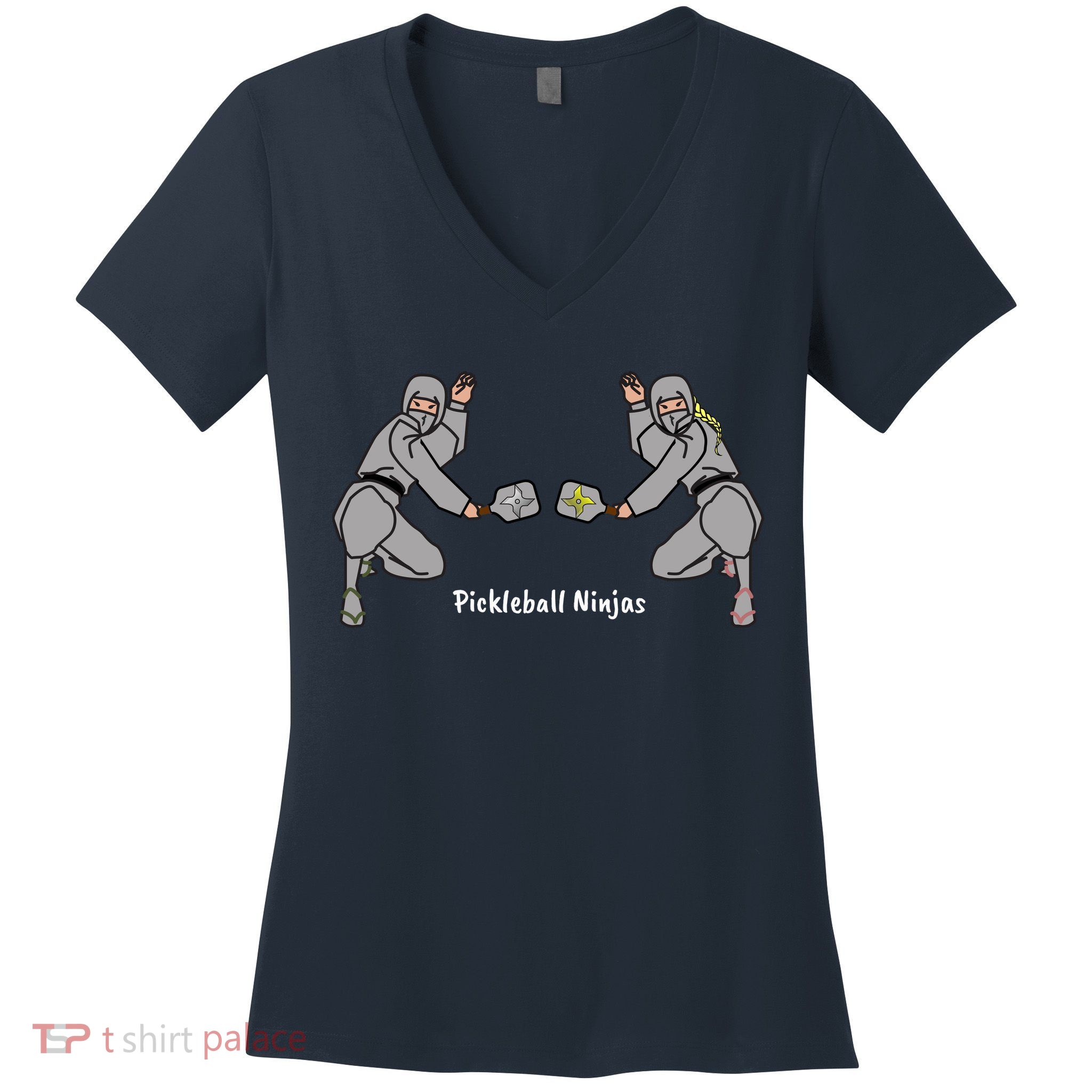 Fun Pickleball, Pickleball Ninja Mixed Doubles, Pickleball For Life Women's V-Neck T-Shirt