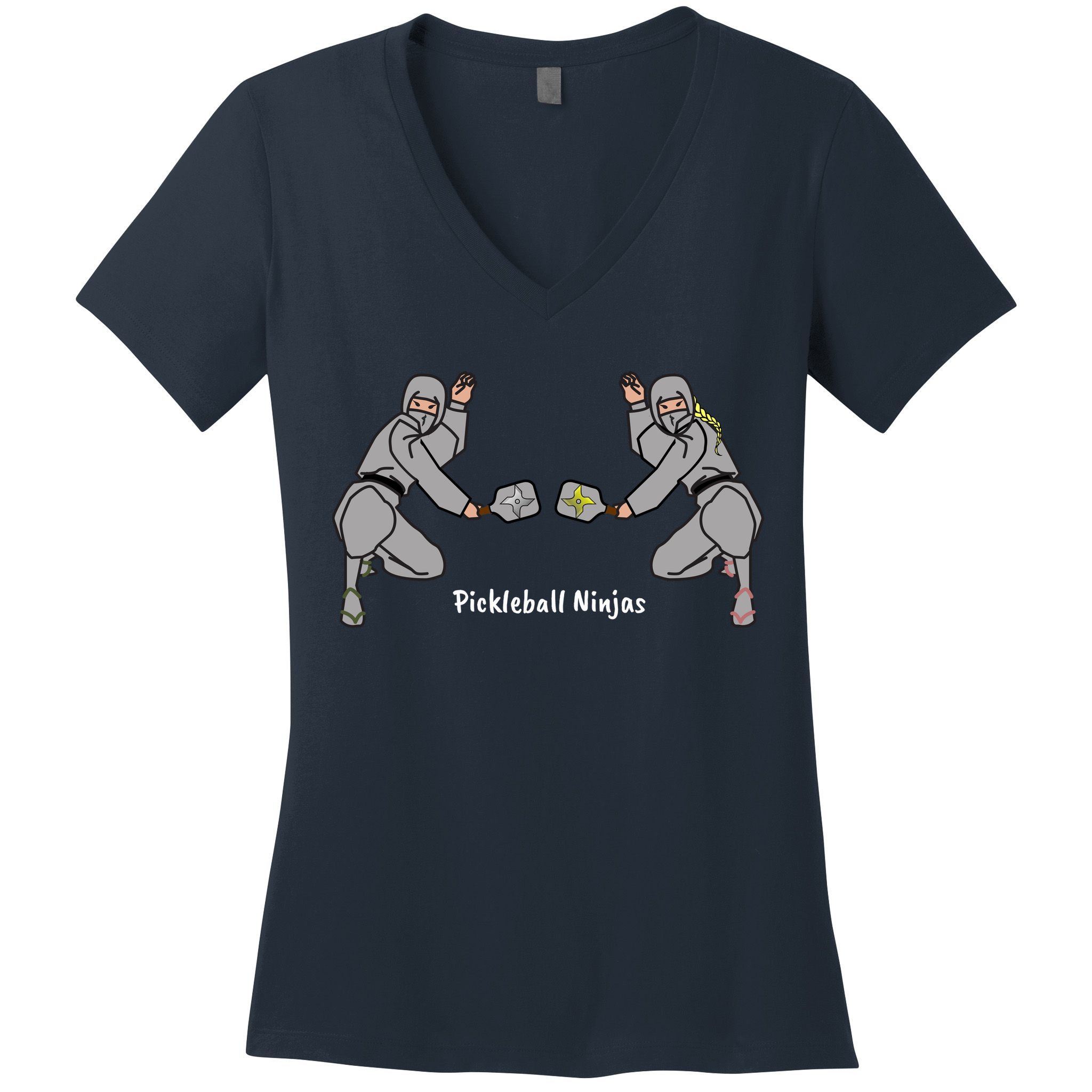 Fun Pickleball, Pickleball Ninja Mixed Doubles, Pickleball For Life Women's V-Neck T-Shirt