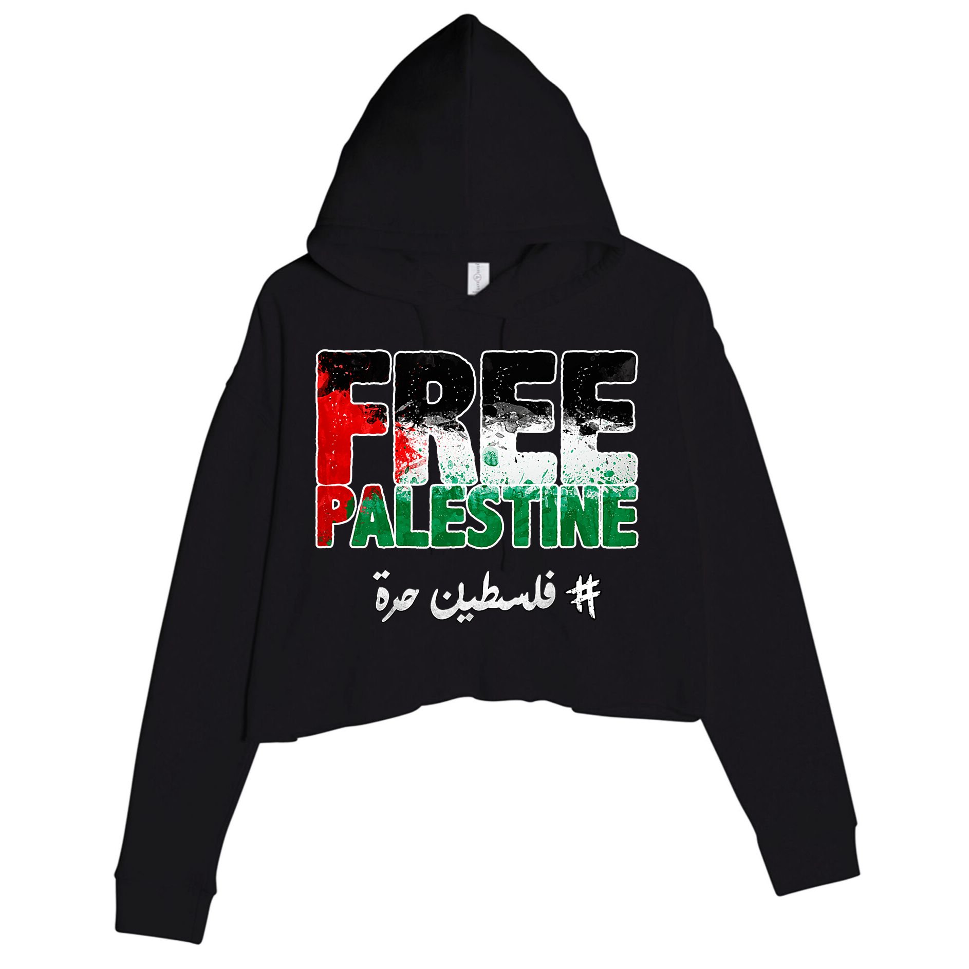 Free Palestine Palestine Strong Crop Fleece Hoodie