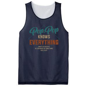 Funny Pop Pop Knows Everything For Grandpa And Fathers Day Mesh Reversible Basketball Jersey Tank