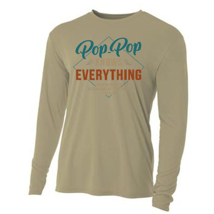 Funny Pop Pop Knows Everything For Grandpa And Fathers Day Cooling Performance Long Sleeve Crew