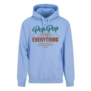 Funny Pop Pop Knows Everything For Grandpa And Fathers Day Unisex Surf Hoodie