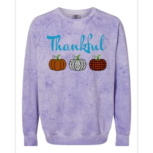 Fall Plaid Pumpkin Thankful Women, Thanksgiving Be Blessed Colorblast Crewneck Sweatshirt