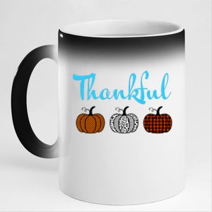 Fall Plaid Pumpkin Thankful Women, Thanksgiving Be Blessed 11oz Black Color Changing Mug