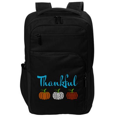Fall Plaid Pumpkin Thankful Women, Thanksgiving Be Blessed Impact Tech Backpack