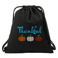 Fall Plaid Pumpkin Thankful Women, Thanksgiving Be Blessed Drawstring Bag