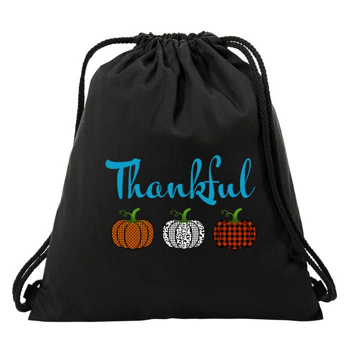 Fall Plaid Pumpkin Thankful Women, Thanksgiving Be Blessed Drawstring Bag