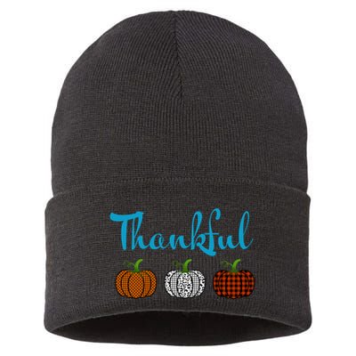 Fall Plaid Pumpkin Thankful Women, Thanksgiving Be Blessed Sustainable Knit Beanie
