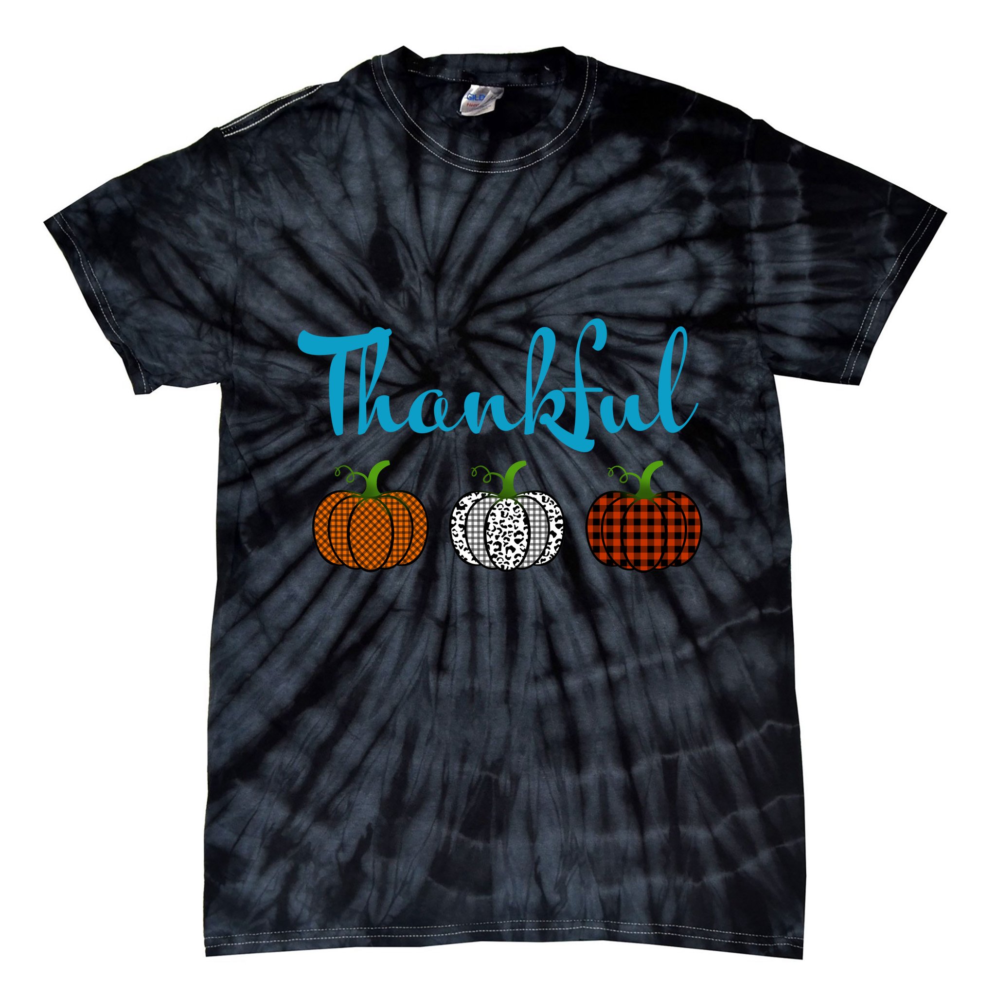 Fall Plaid Pumpkin Thankful Women, Thanksgiving Be Blessed Tie-Dye T-Shirt