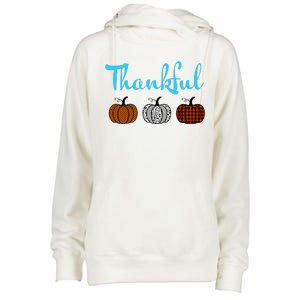 Fall Plaid Pumpkin Thankful Women, Thanksgiving Be Blessed Womens Funnel Neck Pullover Hood