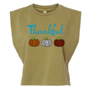 Fall Plaid Pumpkin Thankful Women, Thanksgiving Be Blessed Garment-Dyed Women's Muscle Tee