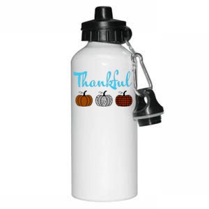 Fall Plaid Pumpkin Thankful Women, Thanksgiving Be Blessed Aluminum Water Bottle