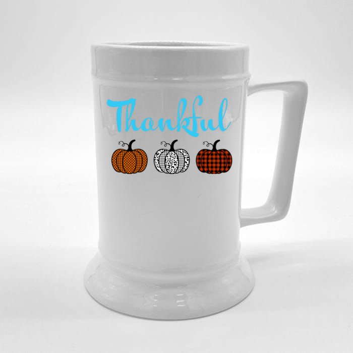 Fall Plaid Pumpkin Thankful Women, Thanksgiving Be Blessed Beer Stein