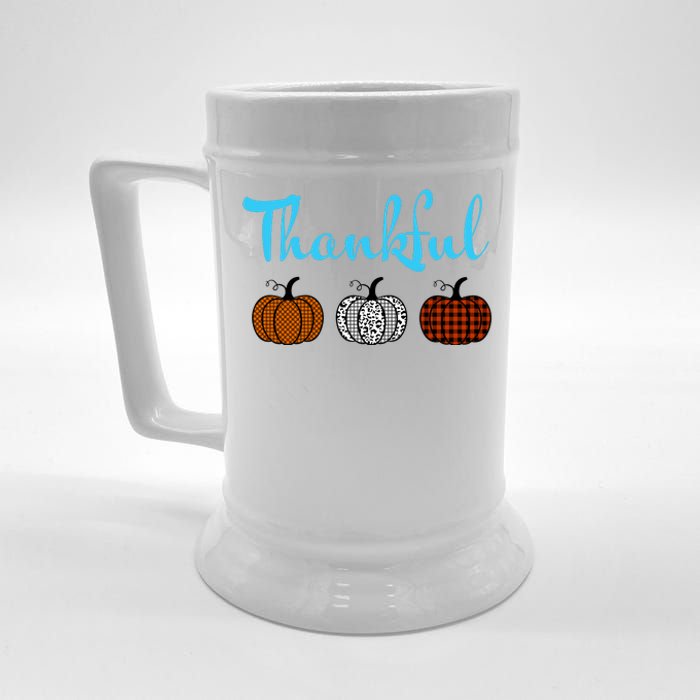 Fall Plaid Pumpkin Thankful Women, Thanksgiving Be Blessed Beer Stein