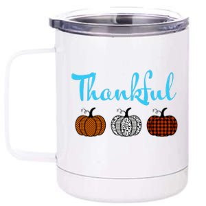 Fall Plaid Pumpkin Thankful Women, Thanksgiving Be Blessed 12 oz Stainless Steel Tumbler Cup