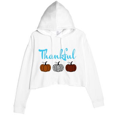 Fall Plaid Pumpkin Thankful Women, Thanksgiving Be Blessed Crop Fleece Hoodie