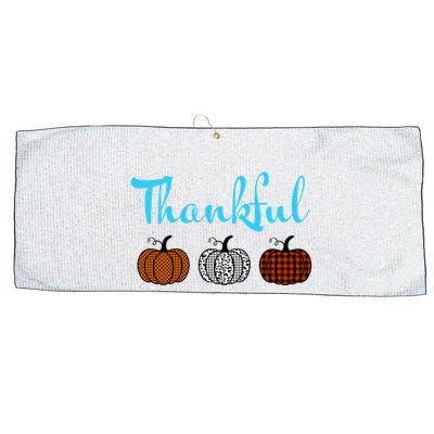 Fall Plaid Pumpkin Thankful Women, Thanksgiving Be Blessed Large Microfiber Waffle Golf Towel