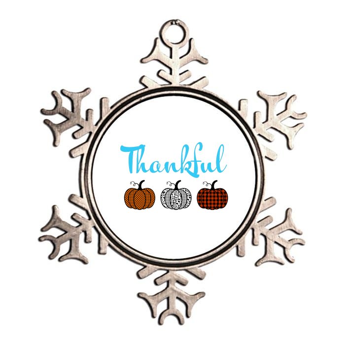 Fall Plaid Pumpkin Thankful Women, Thanksgiving Be Blessed Metallic Star Ornament