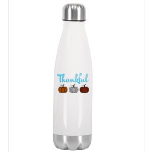 Fall Plaid Pumpkin Thankful Women, Thanksgiving Be Blessed Stainless Steel Insulated Water Bottle