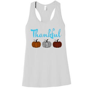 Fall Plaid Pumpkin Thankful Women, Thanksgiving Be Blessed Women's Racerback Tank