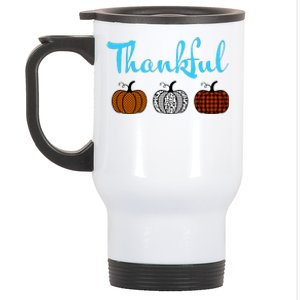 Fall Plaid Pumpkin Thankful Women, Thanksgiving Be Blessed Stainless Steel Travel Mug