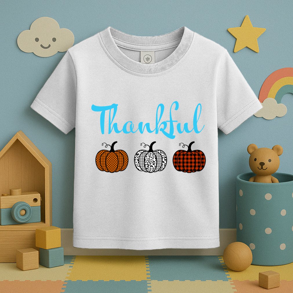 Fall Plaid Pumpkin Thankful Women, Thanksgiving Be Blessed Toddler T-Shirt