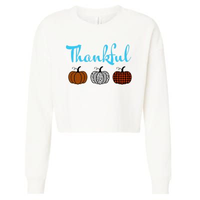 Fall Plaid Pumpkin Thankful Women, Thanksgiving Be Blessed Cropped Pullover Crew