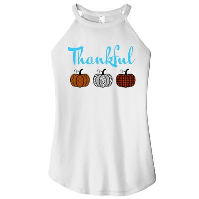 Fall Plaid Pumpkin Thankful Women, Thanksgiving Be Blessed Women’s Perfect Tri Rocker Tank