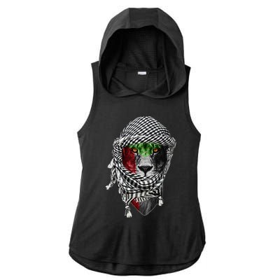 Free palestine Palestinian lion Ladies PosiCharge Tri-Blend Wicking Draft Hoodie Tank