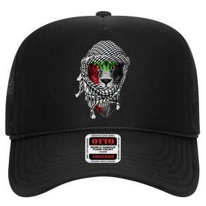 Free palestine Palestinian lion High Crown Mesh Back Trucker Hat