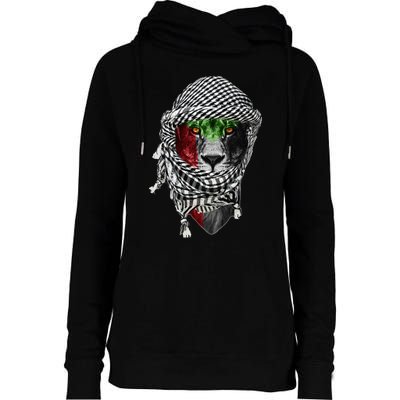 Free palestine Palestinian lion Womens Funnel Neck Pullover Hood