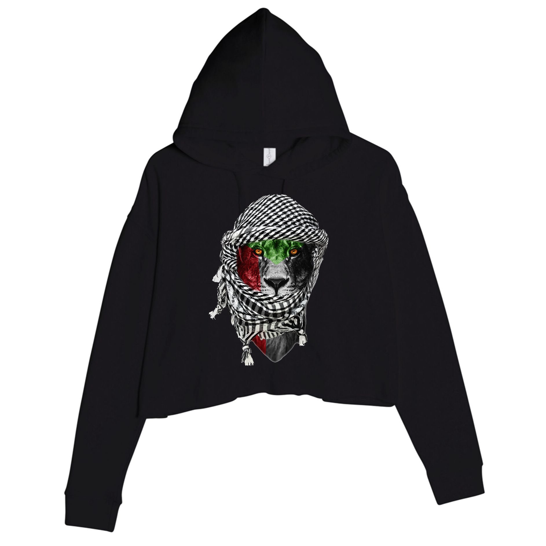 Free palestine Palestinian lion Crop Fleece Hoodie