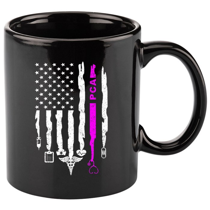 Funny Patriotic PCA USA Flag Nurses Week Gifts 4th Of July 11oz C Handle Ceramic Mug