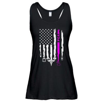 Funny Patriotic PCA USA Flag Nurses Week Gifts 4th Of July Ladies Essential Flowy Tank