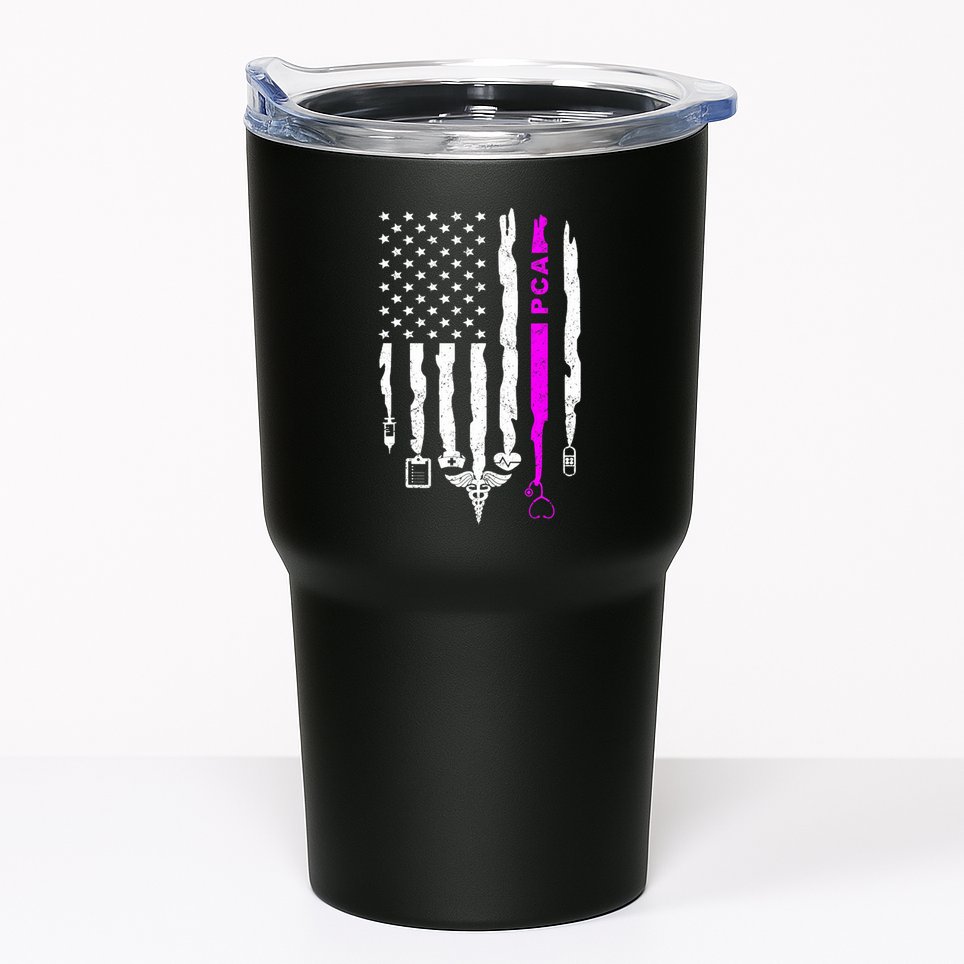 Funny Patriotic PCA USA Flag Nurses Week Gifts 4th Of July Tumbler