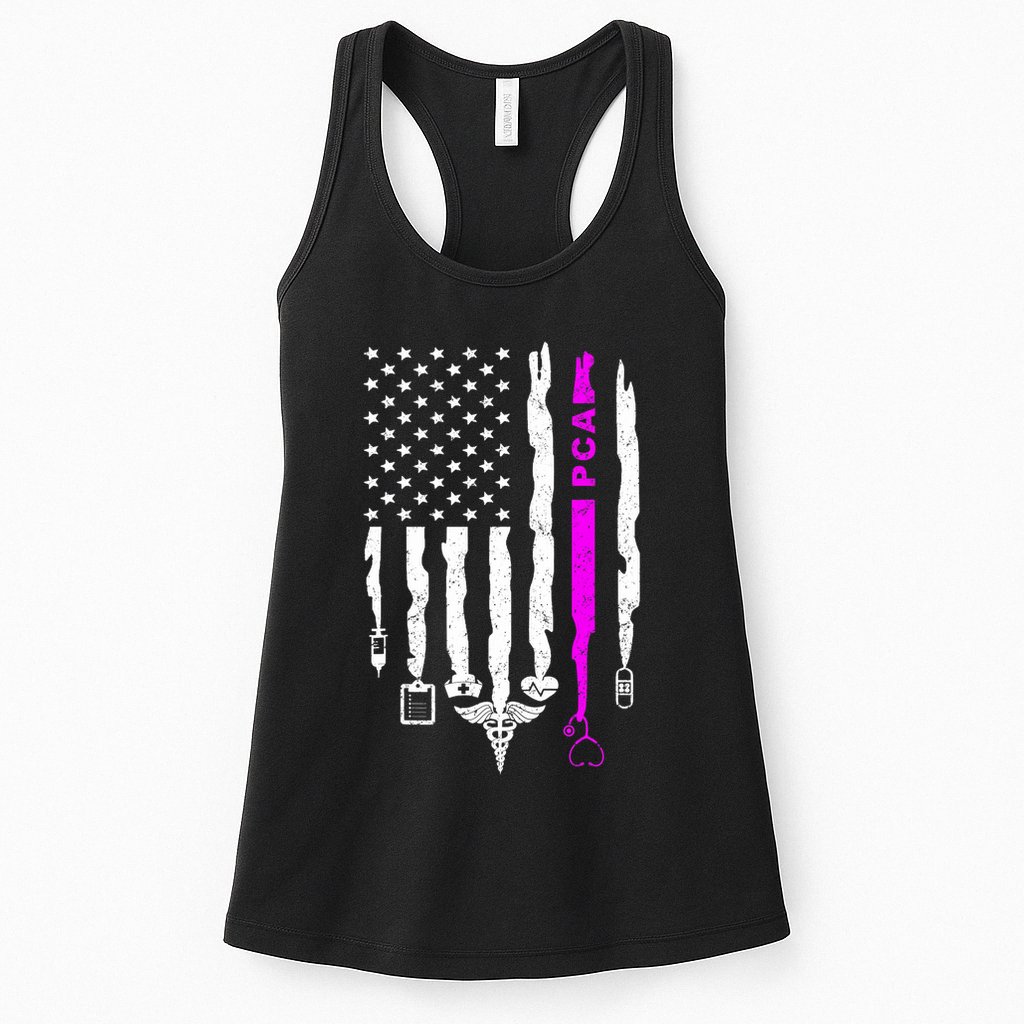 Funny Patriotic PCA USA Flag Nurses Week Gifts 4th Of July Womens Tank Top