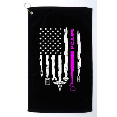 Funny Patriotic PCA USA Flag Nurses Week Gifts 4th Of July Golf Towel