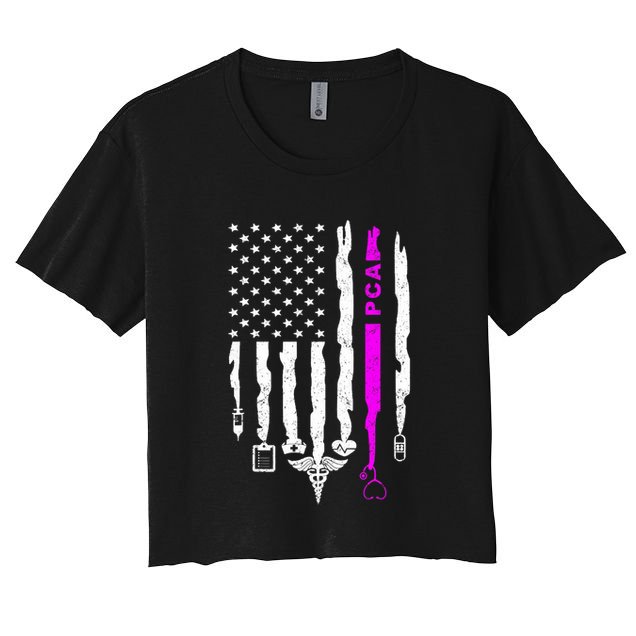 Funny Patriotic PCA USA Flag Nurses Week Gifts 4th Of July Crop Top